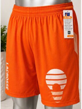 FIT 2 WIN Mens Lacrosse Shorts Orange Size M Medium NWT MSRP $45